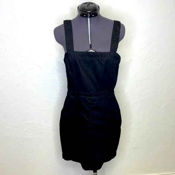 forever 21 black denim dress Forever 21 90s Style Black Denim Button Front Tank Dress Minimalist sz 3X
